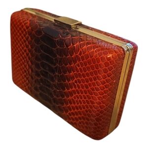 Banana Republic Red Snakeskin Embossed Leather Clutch
